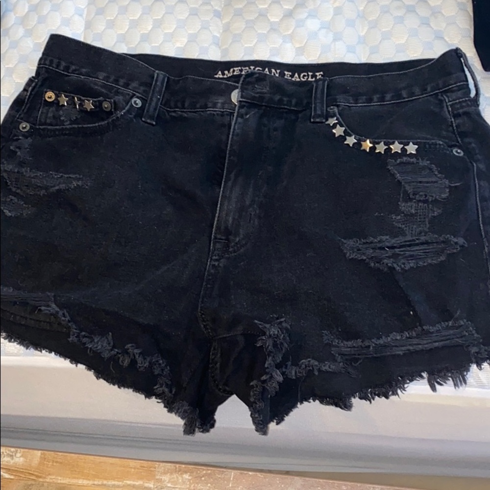 American eagle high rise black shorts sz 12